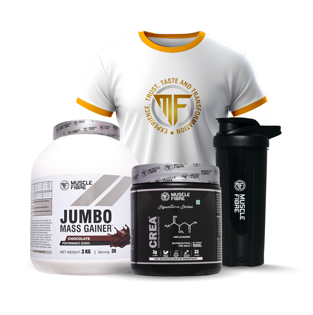 Jumbo Mass Gainer 3KG + Creatine Signature Series + Shaker + T Shirt